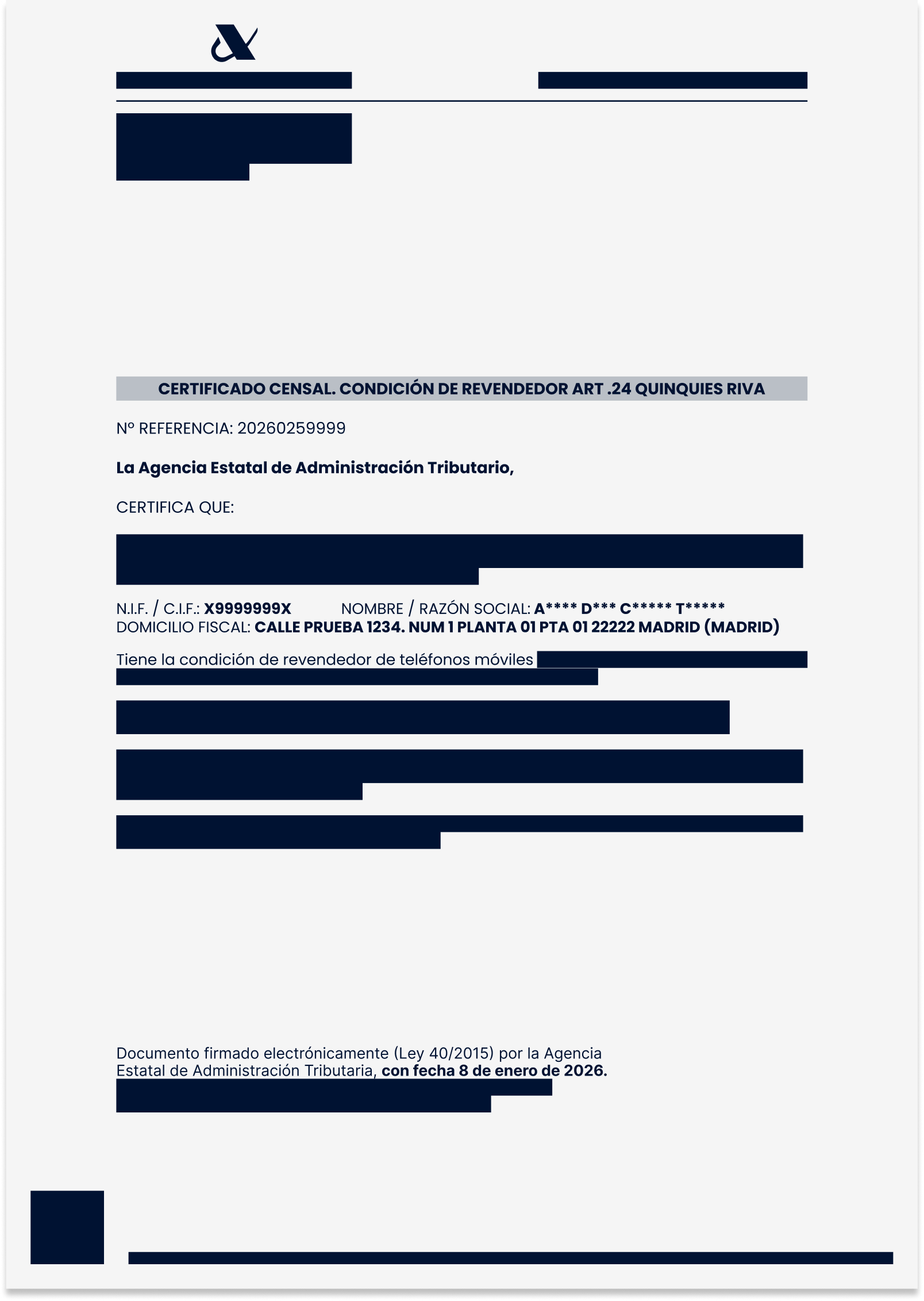 Ejemplo de certificado de actividad